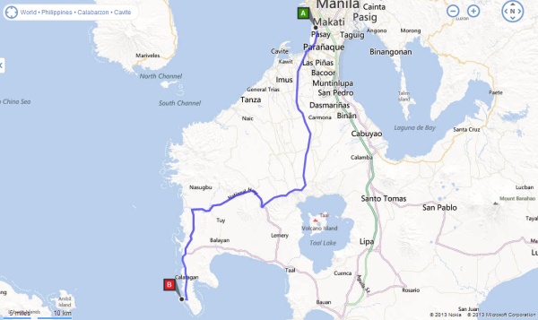 EDSA Pasay to Burot Beach Route